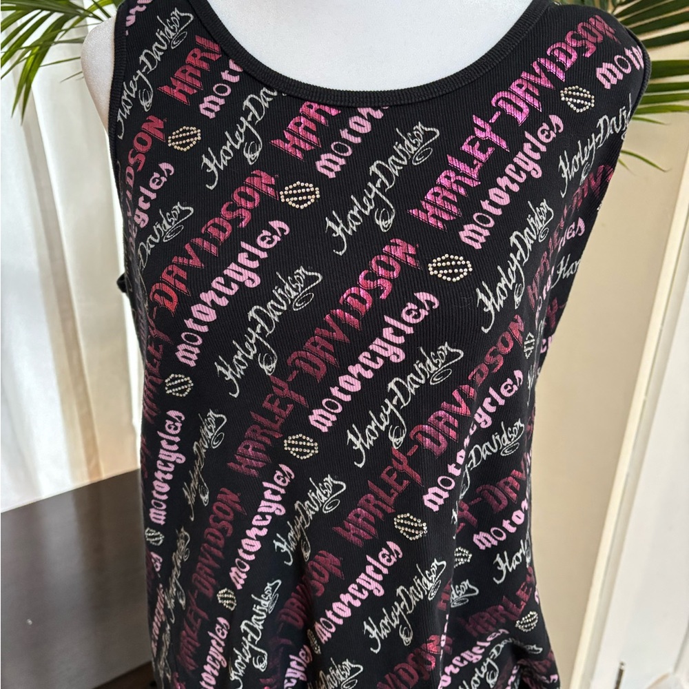 Harley-Davidson Black and Pink Tank Top